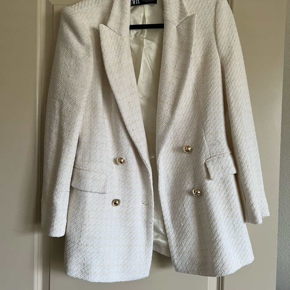 SALE- Zara Double Breasted Textured Weave Jacket
